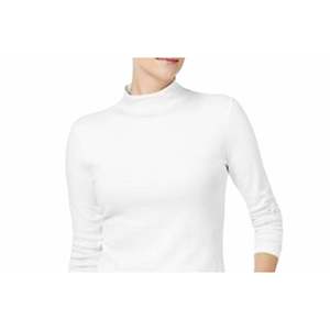 Charter Club Women's Extra Large Cotton <b>Mock</b>-<b>Neck</b> <b>Top</b> White Knit <b>Tops</b> - Product Image 2