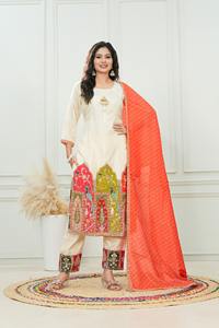 Diseñador hermosa calidad pesada impresión Digital Organza bordado romano viscosa mujeres tradicional Salwar Kameez ODM festivo - Product Image 5