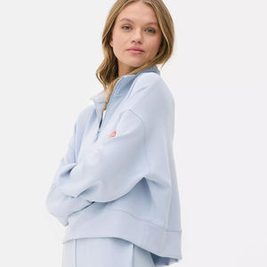 Sweat-shirt à demi-zip surdimensionné avec logo personnalisé, nouveau design, épaules tombantes, pour femmes, respirant, léger, service OEM - Product Image 1