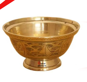 Bol de service de nourriture et de salade de forme ronde en aluminium en métal fini doré au look royal pour restaurant d'hôtel - Product Image 1