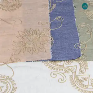 White Blue Green Pink %10 Linen %45 Polyester %45Viscose Embroidery Lace Special Fabric High Quality Cheap Product Wholesale