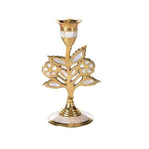 Portavelas de diseño moderno en forma redonda, de acero inoxidable y con incrustaciones de nácar, en oferta. - Product Image 5