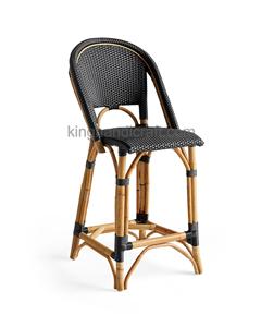 Venta al por mayor francés Bistro ratán mostrador Bar taburete silla con respaldo para cocina comedor café restaurante Patio muebles - Product Image 4