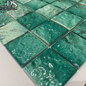 Carreaux de mosaïque en céramique de porcelaine verte de style balinais vintage, carrés, 48x48, pour les murs de piscine, le sol, la salle de bain, l'aménagement paysager de la cour - Product Image 5