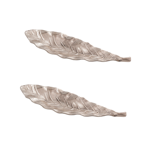 Ensemble de plateau en nickel design feuille Plateau de mariage galvanisé avec bol de service en métal argenté Outils à salade Plateau décoratif - Product Image 3