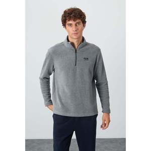 เสื้อสเวตเชิ้ตผ้าฟลีซคอตั้งสีเทาเมลันจ์สำหรับผู้ชาย Air Jones - ให้ความอบอุ่น ระบายอากาศได้ดี และสวมใส่สบายสำหรับกิจกรรมกลางแจ้ง - Product Image 1