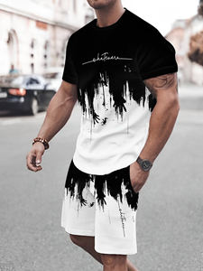 ชุดกีฬาฤดูร้อนสำหรับผู้ชายชุดสั้น2ชิ้นกางเกงขาสั้นแขนสั้นทรงหลวม - Product Image 2