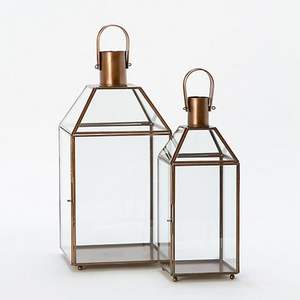 Lanternes en métal et en verre de qualité supérieure Lanternes brillantes en acier inoxydable modernes 2 pièces Lanternes suspendues à un prix raisonnable - Product Image 2