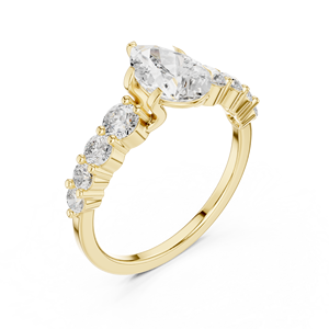 Elegante anillo de compromiso de oro y plata 925 de moissanita y diamante para mujer - Product Image 6
