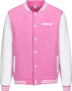 Veste polaire en laine avec logo personnalisé pour femmes, véritable tricot, haut court vierge, respirant, plaine, vestes d'université de baseball Letterman - Product Image 1
