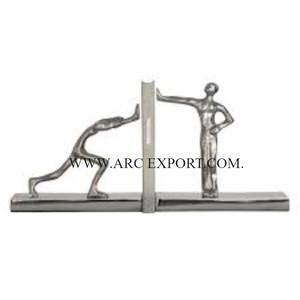 Sujetalibros de metal hecho de aluminio fundido con figura humana, sujetalibros de organización de escritorio escolar de gran tamaño para soporte de escritorio para el hogar a bajo precio - Product Image 1