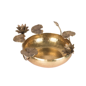 Support décoratif en laiton pour bol de service à fruits secs de forme ronde à base de métal au design unique pour forme ronde - Product Image 1