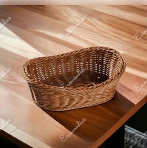 Cestas tejidas de mimbre para manualidades ovaladas, organizador de almacenamiento de frutas para el hogar de bambú para regalo, panadería, pan, frutas, almacenamiento para el hogar - Product Image 5