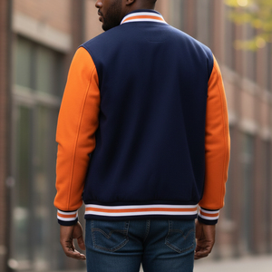 OEM/ODM veste homme High Street avec logo brodé en chenille personnalisée veste universitaire 100% coton polaire de haute qualité pour hommes - Product Image 2