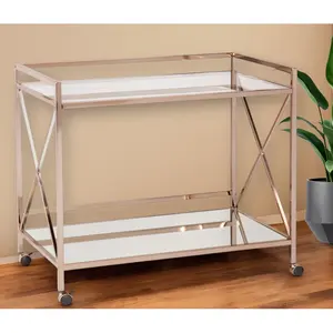 Classic Decorative Pottery Plant Eco-Friendly Modern Rolling Tea Trolley Display Cart for Home Decor Zahid Exports Plated safe - Product Image 2