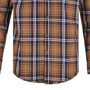 Chemise décontractée à carreaux 100% coton popeline tricotée à fleurs moutarde col boutonné personnalisable coupe régulière respirant Service OEM - Product Image 3