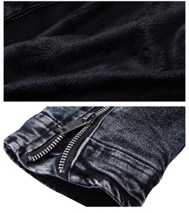 Veste en jean à capuche pour homme |   Poches en denim délavé vintage |   Vêtement de rue écologique à manches longues, coupe ample, simple boutonnage - Product Image 3