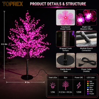 TOPREX IP65 Outdoor LED Künstlicher Kirschbaum Licht 2,5m Rosa Blütenlampe für Andere Festbeleuchtung Weihnachtsdekoration
