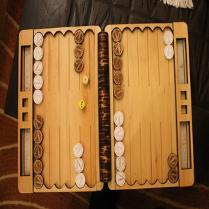 Backgammon en cuir bleu, design en cuir mosaïque élégant, plateau de jeu de luxe moderne, parfait pour la décoration intérieure, disponible en gros - Product Image 3