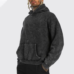 Sweat-shirts d'hiver pour hommes sur mesure 450GSM avec logo brodé, épaules tombantes, coupe ample, poids lourd, 100% coton, finition délavée à la pierre - Product Image 6