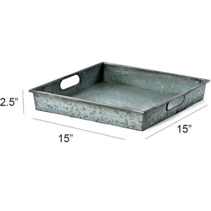 Bandeja de servicio rectangular de estilo industrial Bandeja de hierro de metal galvanizado rústico para mesa de comedor - Product Image 4