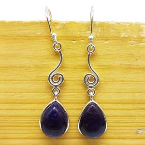 Boucle d'oreille en argent antique 925 argent sterling noir Onyx pierre précieuse boucle d'oreille longue boucle d'oreille en argent déclaration bijoux fête porter - Product Image 4