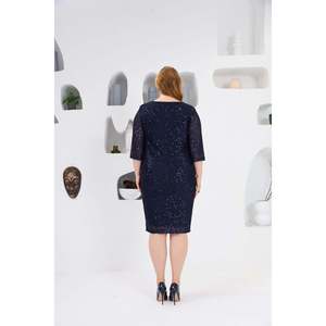 Vestido de Noche Elegante RMG, Talla Grande, con Lentejuelas, Azul Marino, Tejido de Poliéster, para Eventos Formales y Ocasiones Especiales - Product Image 6