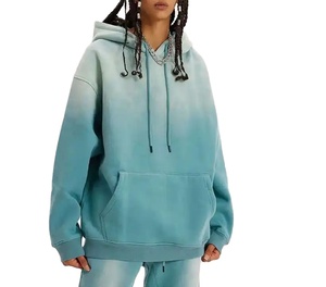 Sweat à capuche en coton 100% de haute qualité, délavé à l'acide, style streetwear, avec broderie de patch personnalisée et effet vieilli - Product Image 3