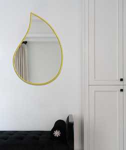 Miroir mural en bois goutte de pluie fabriqué à la main Design Art déco Unique pour entrée salle de bain salon pour un décor moderne minimaliste - Product Image 1