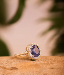 Anillo de promesa de Topacio Azul Chapado en plata Unisex de moda Ajuste de bisel de piedras preciosas de corte ovalado para bodas Aniversarios Fiestas - Product Image 5