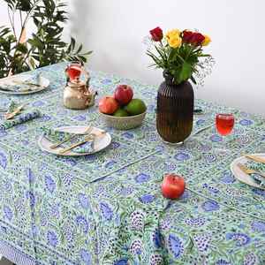 Nappe florale orchidée imprimé bloc à la main coton style ferme bohème - Product Image 4