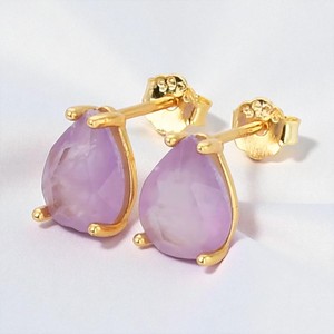 New Arrivals Natural Gemstone Pear Shape Prong <b>Set</b> Sterling <b>Silver</b> <b>Studs</b> <b>Earrings</b> Jewelry - Product Image 4