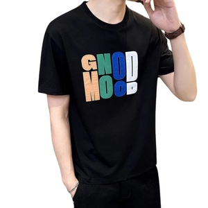 Lettre personnalisée impression hommes lâche tricoté T-Shirt 100% coton à la mode Streetwear graphique doux tissé 280g en vrac disponible court OEM - Product Image 3