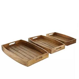 Wooden <b>Tray</b> durable wooden plater <b>tray</b> <b>breakfast</b> <b>tray</b> in mango wood new high quality natural finished plater for home hotel - Product Image 3