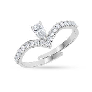 Anillos de Plata de Ley 925 de Primera Calidad para Mujer, Diseño Geométrico Romántico con Diamante Tallado en Forma de Pera, Anillo para Hombre Chapado en Rodio - Product Image 1