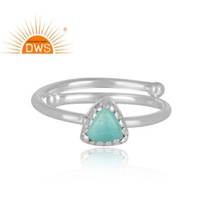 Latest Design Fine Sterling Silver Natural Arizona Turquoise Gemstone <b>Adjustable</b> <b>Ring</b> Jewelry Manufacturer - Product Image 2