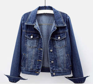 New Arrivals Fall Winter Women's High Quality Cotton Satin Printed Long Sleeve <b>Button</b> Vintage Denim Jacket - Product Image 3