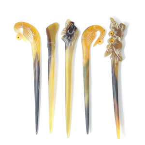 Palillo para el pelo de cuerno de buey Natural, respetuoso con el medio ambiente, sostenible, hecho de cuerno de buey, palillos para el cabello, accesorios - Product Image 2