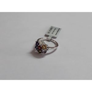 925 Sterling Silver Shah Gems Natural Multi-Gemstone Flower Cluster <b>Ring</b> for Women for Everyday Wear with Topaz As Main Stone - Product Image 4