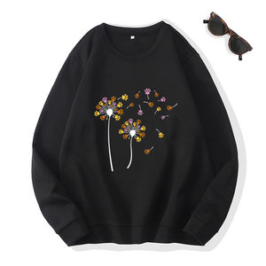 Sweatshirts pour femmes en coton nouvellement conçus vêtements décontractés de couleur unie pour la saison d'automne vêtements courts imprimés doublés avec logo avant - Product Image 1