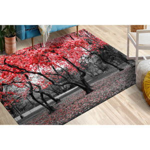 Alfombra con Estampado de Paisaje de Árboles: Alfombra de Terciopelo de Lujo, Gruesa, Antideslizante, con Vista a la Naturaleza - Product Image 1