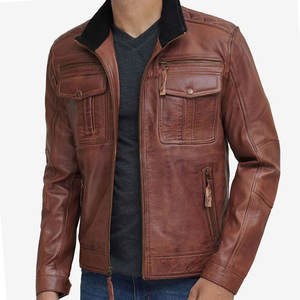Veste en cuir de veau de style High Street pour hommes avec capuche amovible et fermeture éclair - Product Image 2