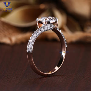 Lab-Stone 2,12 TDW Pera y diamante de corte redondo Anillo de oro blanco Classic Elegance Color DE LA EF-VS - Product Image 5