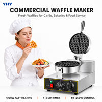 Machine à gaufres belges YHY avec logo personnalisé, 110V/220V, simple ou double tête, antiadhésive, pour restaurant et boulangerie