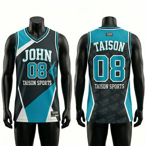 Camiseta de Baloncesto para Hombre, 150 GSM, Malla de Poliéster Transpirable, Diseño de Paneles en Verde Azulado, Negro y Blanco, Sublimación, Logotipo Personalizado, Uniforme Deportivo - Product Image 1