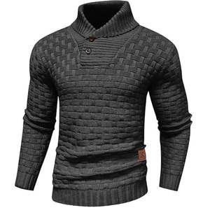 Suéter de poliéster con logotipo personalizado de alta calidad, diseño de punto suave para hombres de color sólido, venta al por mayor - Product Image 2