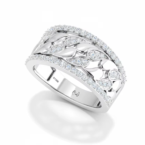 Anillo de Oro de 14K con Diamantes de Vid Naturales Brillantes para Mujer - Product Image 1