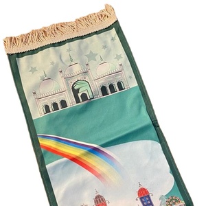 Ensemble de tapis de prière pour enfants, fait à la main/à la machine, tapis rectangulaire en soie touffetée, tapis de prière musulman, motif floral, tapis de prière pour enfants - Product Image 1