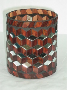 Porte-bougie cylindrique en mosaïque de verre moderne, diverses couleurs, lanternes et pots à bougies en verre modernes - Product Image 2