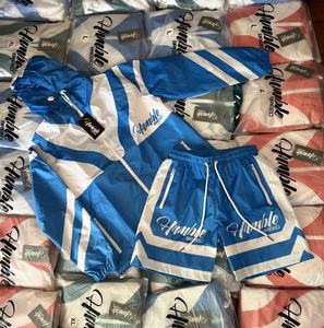 Conjunto de pantalones cortos cortavientos de poliéster con cremallera, conjunto de pantalones cortos cortavientos de gran tamaño - Product Image 1